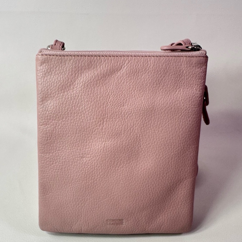 NEW Women's Gianni Bernini Pink Rose Triple Zip Dasher Leather Crossbody - Picture 6 of 12
